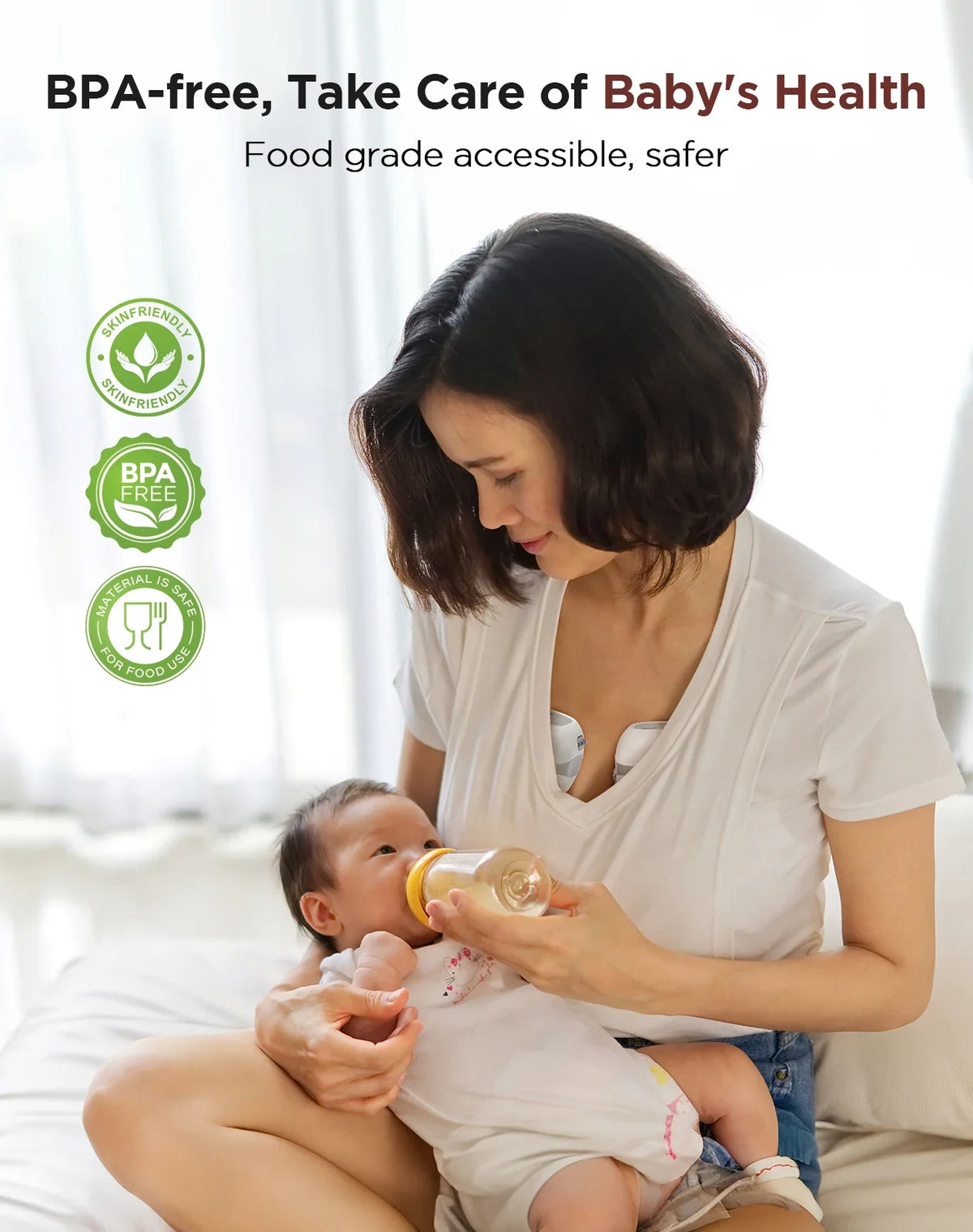 Jheppbay Electric Breast Pump BPA-Free 3 Modes & 12 Levels Hands Free Breastpump with 21/24/27 mm Flange for Breastfeeding