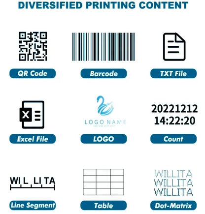 WILLITA WLD-S10 Handheld Inkjet Printer – 2–25.4 mm Print Height