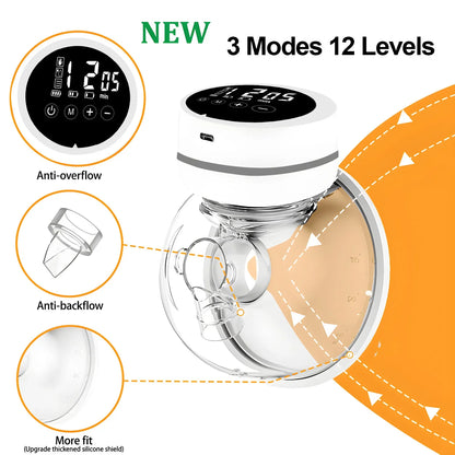 1PCS Wearable Electric Breast Pump Milk Collection Hands-free Automatic Intelligent Breast Pump Portable For Travel