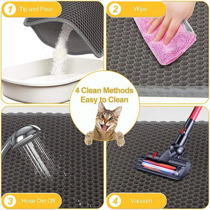 Double-Layer Cat Litter Trapping Mat with Non-Slip Base