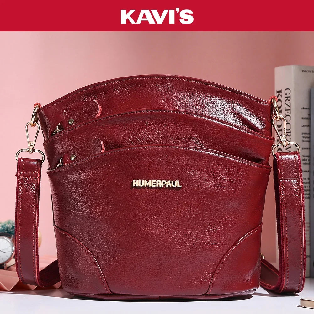 100% Genuine Leather Women Messenger Bags Casual Cell Phone Purse with