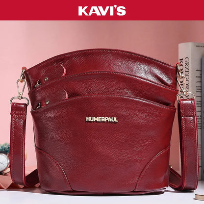 100% Genuine Leather Women Messenger Bags Casual Cell Phone Purse with