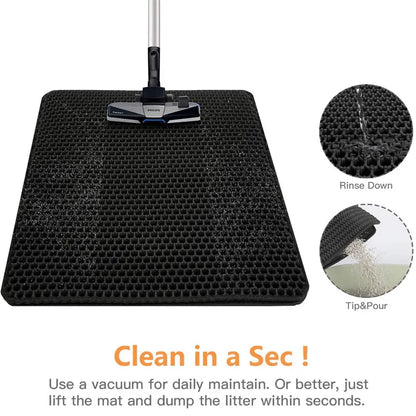 Double-Layer Cat Litter Trapping Mat with Non-Slip Base