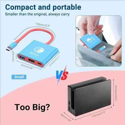 Switch1 Dock 4K HDMI USB 3.0 Hub Adapter USB C Splitter TV Portable Docking Station for Nintendo Laptops PC iPad MacBook Air Pro