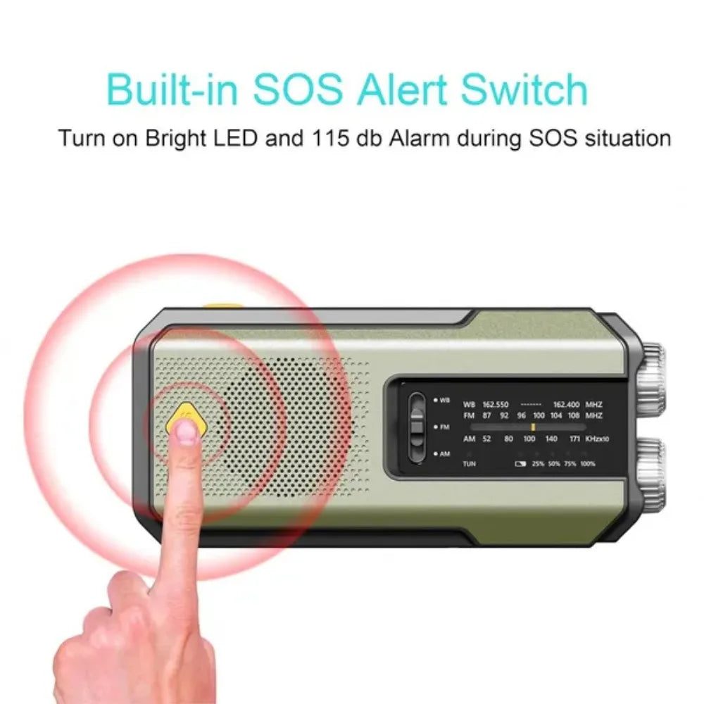 STONEGO Emergency Radio Solar Power Hand Crank Radio Global Receiver High Quality LED Torch Reading Light SOS Alarm 2000mAh