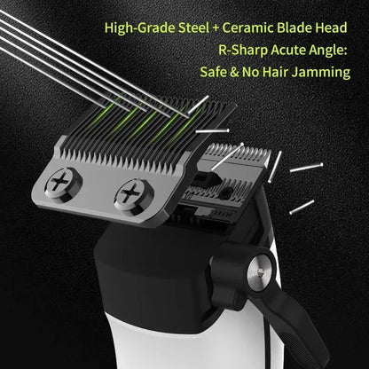 Kemei 1593 Barber Professional Hair Clipper Rechargeable Trimmer Electric Hair Cutting Machine External Rotor Brushless Motor