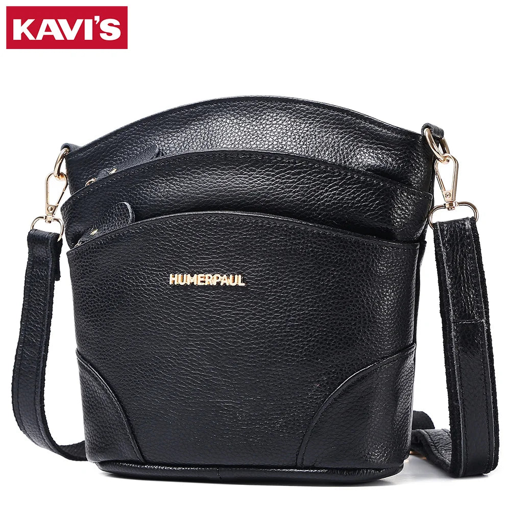 100% Genuine Leather Women Messenger Bags Casual Cell Phone Purse with