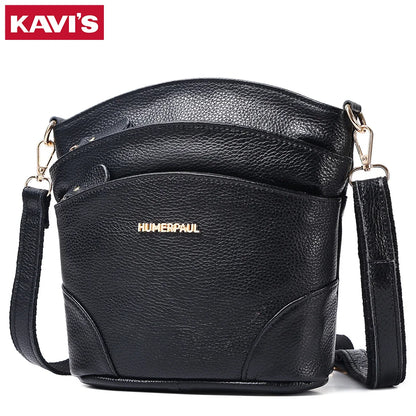 100% Genuine Leather Women Messenger Bags Casual Cell Phone Purse with