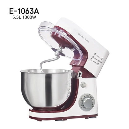 SUNATUR 5.5L Stand Mixer 1300w Planetary food Processor Timed dough kneader electric kitchen blender cream whipper Filling Mixer