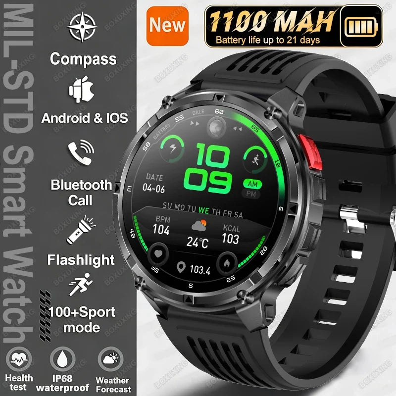 2026 New T-Rex3 Ultra Military Smart Watch 1100mAh Battery GPS Path IP68 Waterproof Sports Tracker Outdoors Compass Smartwatch