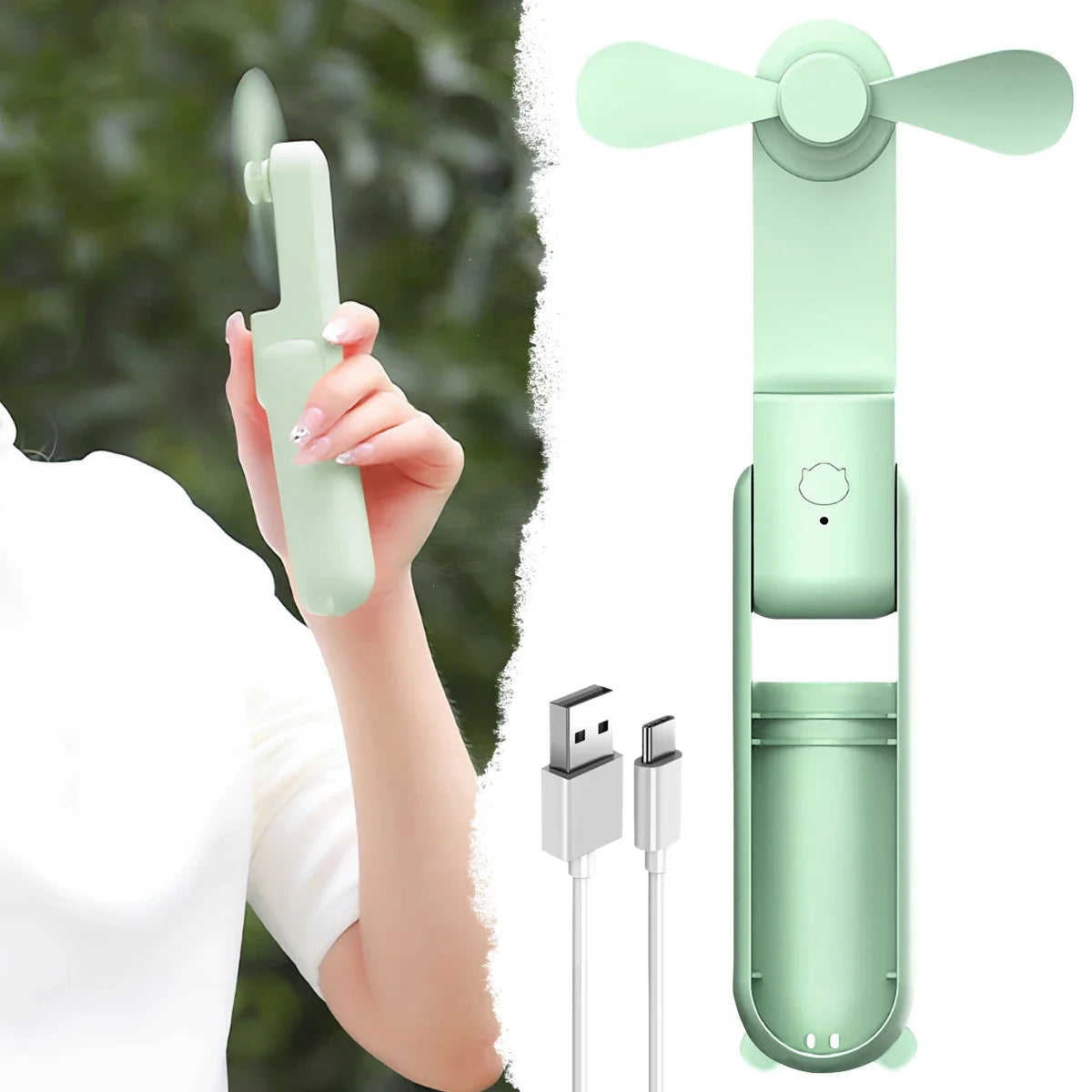 Portable Handheld Fan Cute Mini Fan 500mAh Battery 2speed Adjustable Low-Noise Electric Fan Student Gift Outdoor Fan Folding Fan