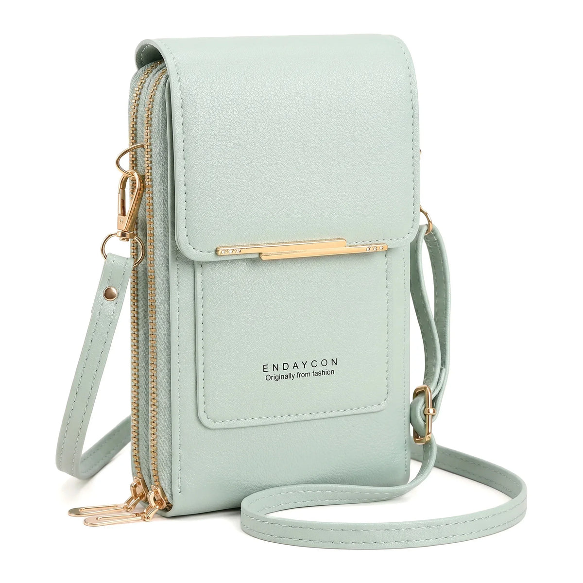 RFID Blocking Touch Screen Cell Phone Bag Women Mini PU Leather Lightweight Card Holder Crossbody Shoulder Bag Adjustable Strap