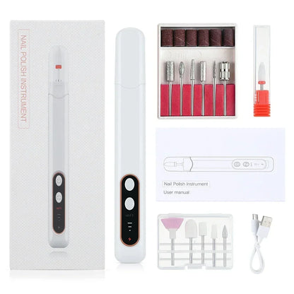 Electric Nail Grinder Nail Polishing Machine with Light Portable Mini Electric Manicure Pen for Gel Removing Polishing Dead Care