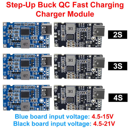 2S 3S 4S Type-C USB Charger Module 4.5V-15V 4.5-21V Step-Up Buck QC Fast Charging CC/CV for Power Bank Mod Solar Charger 18W 25W