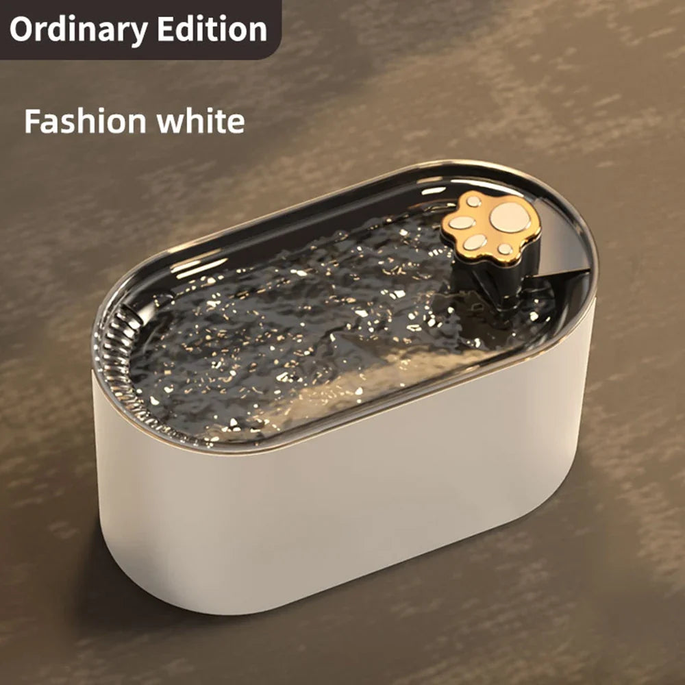 3L LED Cat Water Fountain™ Intelligent USB Electric Mute Drinker – Ultra-Quiet Pump, Powerful Filter, Gray & White | FlipStylez LLC®
