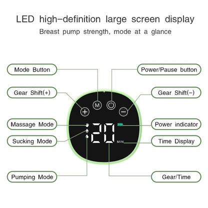 Wearable Hands Free Electric Breast Pump LED Display Anti‑Backflow Rechargeable Portable Milk Extractor Breastfeeding Tool