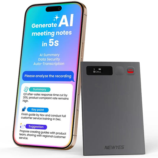 AI Voice Recorder NEWYES Ailog Voice Recorder Device with App Control Transcribe Summarize 64GB Memory Smart Audio Recorder 2026