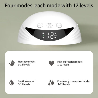 Wearable Breast Pump Silent Hands Free Electric Breast Pump with LED Display 4 Modes 12 Levels Comfort Milk Collector BPA-free