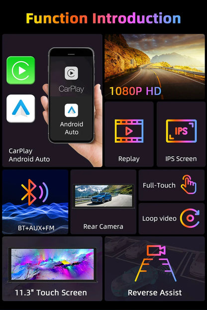 Portable Wireless CarPlay & Android Auto Screen – Size & DVR Options
