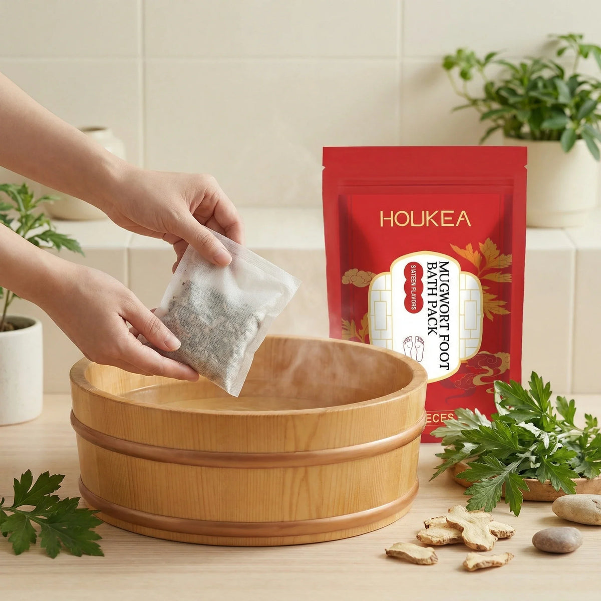 Mugwort Foot Bath Pack Foot Comfort Improve Sleep Quality Daily Gentle Cleaning Moisturize Herbal Ingredients Care Foot Bath Bag