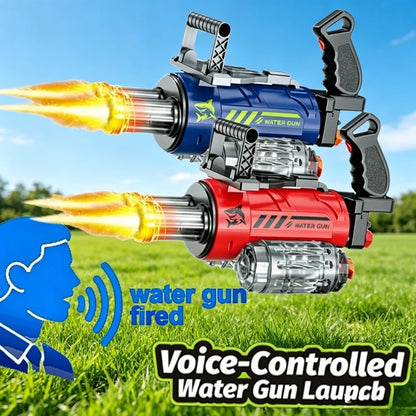 AI Voice Control Electric Gatling Water Gun High Pressure Shooting Summer Outdoor Battle Toy Kids Boys Holiday Gift