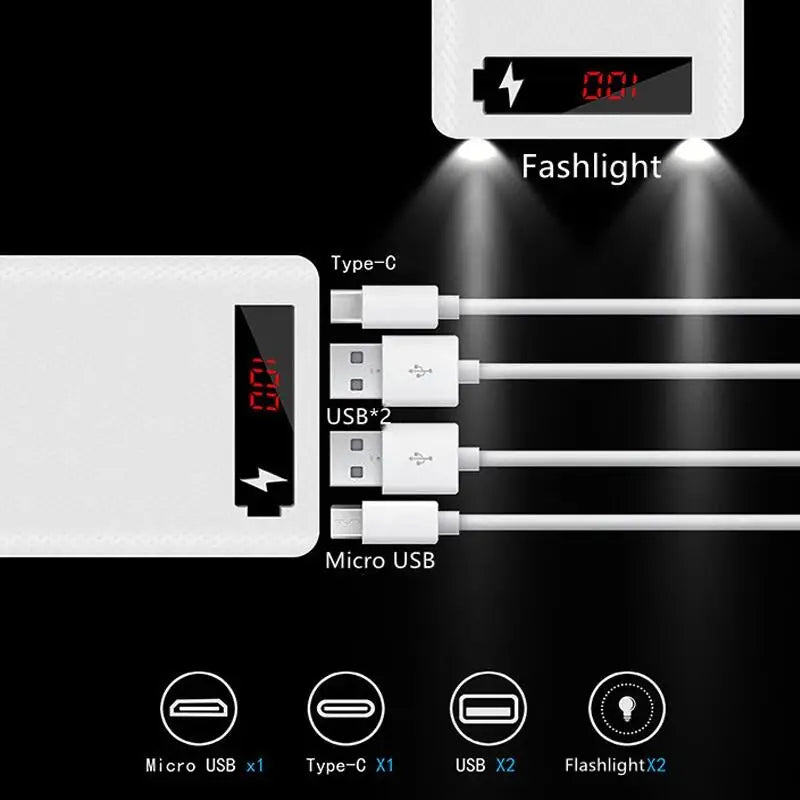 8*18650 Battery Charger Box Digital display panel Fast Charging USB Power Bank Battery Charge Box with LED Digital Display Light
