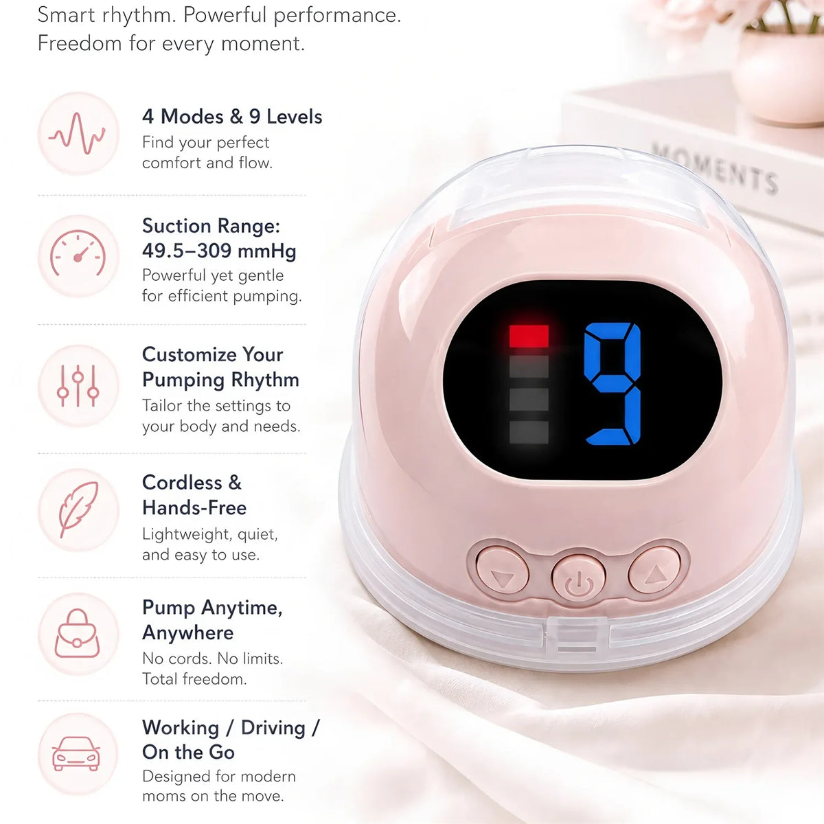 Wearable Breast Pump Hands Free Electric Wearable Breast Pumps Slient BPA-free Breastfeeding Milk Collector Wearable Breast Pump