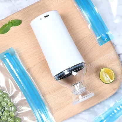 Reusable Vacuum Food Storage Zipper Bags Set Electric Handheld Vacuum Sealer Pump Sous Vide Bags USB Rechargeable BPA Free
