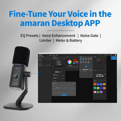 amaran Mic Wireless Desktop Microphone AI Noise Reduction 30mm Capsule 50m Range 60 Hours Battery for Podcasts Livestreams