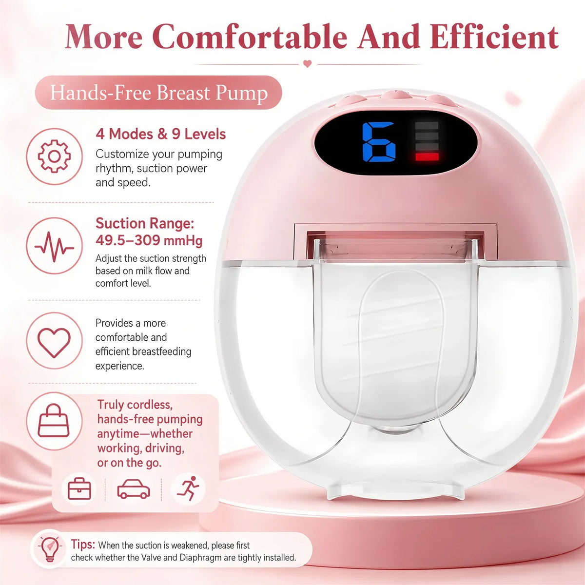 1PCS Smart Suction Breast Pump Milk Portable Postpartum Fortable BreastPump Mother and Baby Supplies Electric Breast Pump