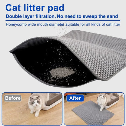Double-Layer Cat Litter Trapping Mat with Non-Slip Base
