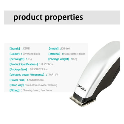 Kemei Mini Portable Hair Trimmer Cutting Machine Newly Design Electric Hair Clipper  Beard Barber Razor Men Style Tools KM-666