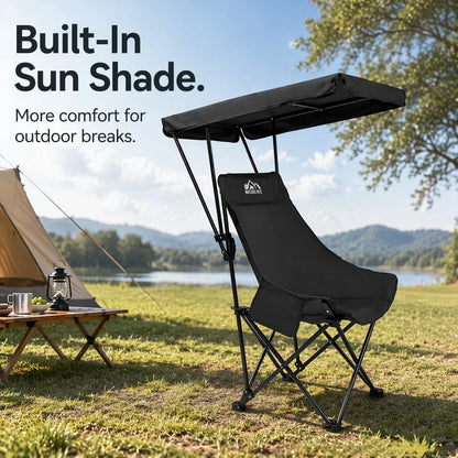 2026 New Camping Chair with Shade Detachable Outdoor Folding Chair with Sun Shelter Umbrella Adjustable Canopy Cover Foldable