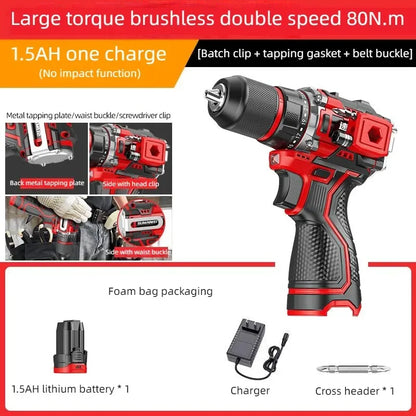 Brushless Electric Drill Tapping Cordless Impact Drill Metal Ratchet Chuck Electric Hand Drill Household Electric Screwdriver