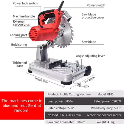 Mini Profile Cutting Machine 0-45 Degrees Table Cutter Mini Electric Saw Table Saw for Cutting Metal Wood Plastic
