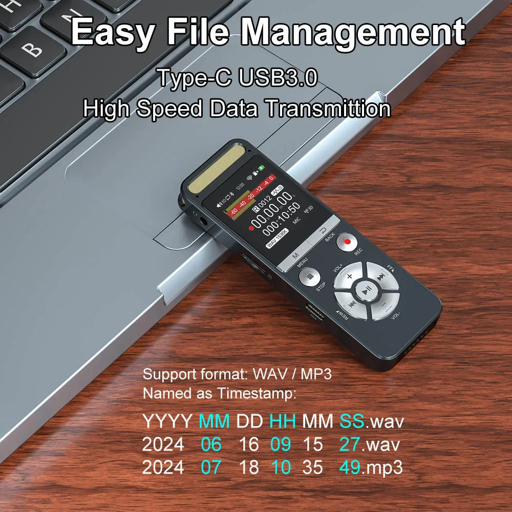 Professional Voice Recorder 9126KBPS Hi-Res Audio for Interview Meeting Lecture Evidence Collection Noise Reduction AI Recorder