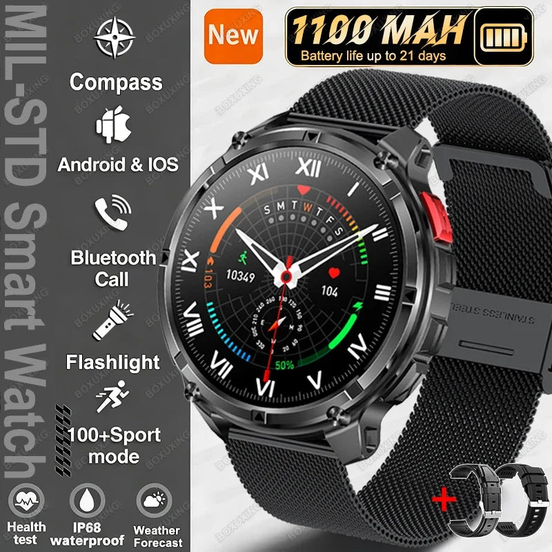 2026 New T-Rex3 Ultra Military Smart Watch 1100mAh Battery GPS Path IP68 Waterproof Sports Tracker Outdoors Compass Smartwatch