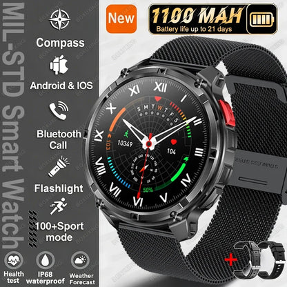 2026 New T-Rex3 Ultra Military Smart Watch 1100mAh Battery GPS Path IP68 Waterproof Sports Tracker Outdoors Compass Smartwatch