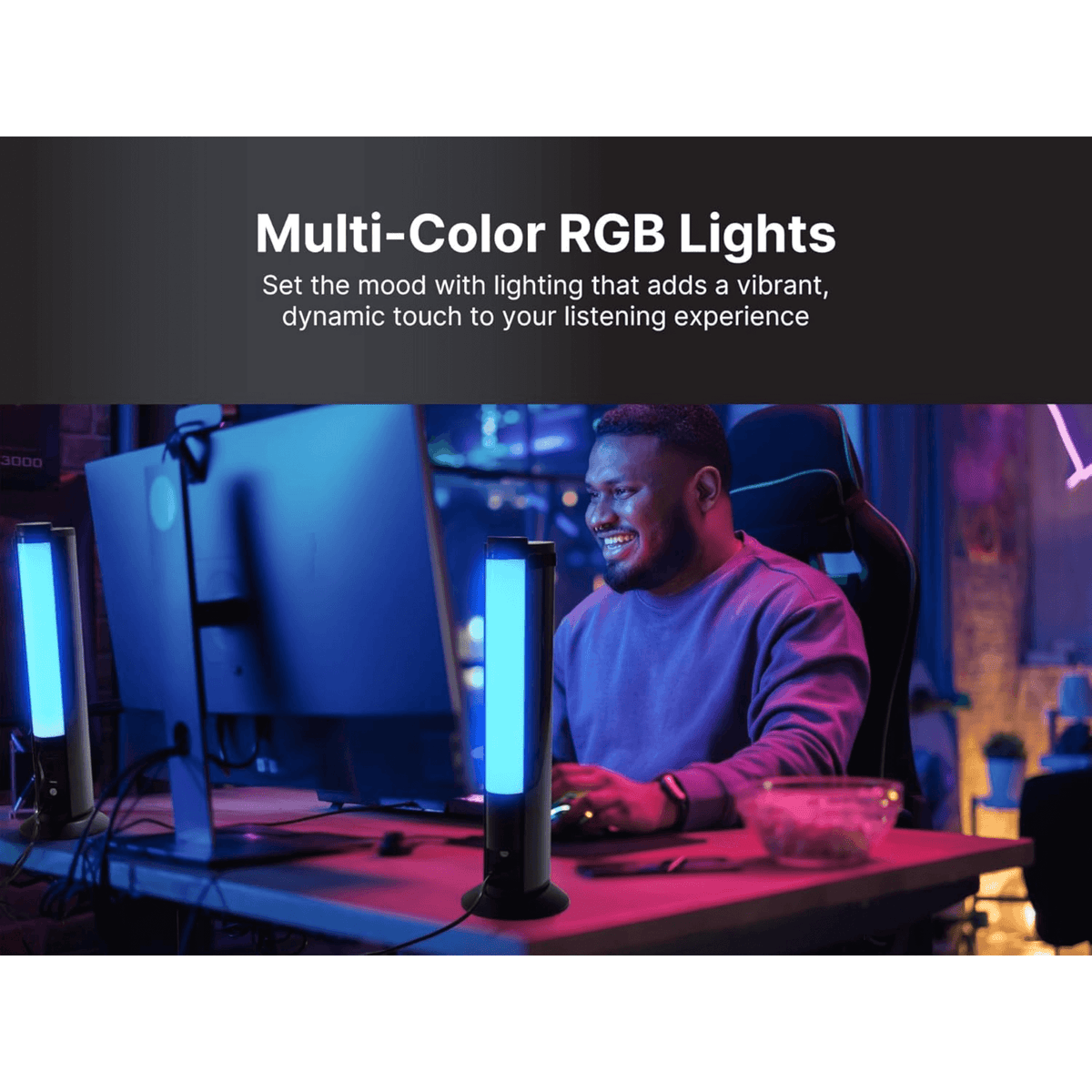 SoundPro 2-in-1 LED BT Stereo Speaker System with RGB Lighting Effects