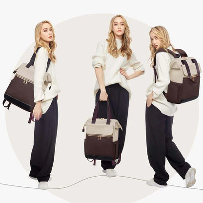 Cream Color Women Travel Laptop Backpack Large Capacity Multi-Piece Luggage Bag Simple Versatile Shoulder School Bag Travel Bags