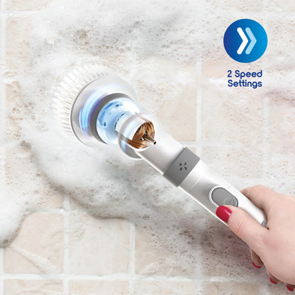 Electric Spin Scrubber Cordless Cleaner 9 Brush Heads Adjustable Handle 2 Speed USB-C Rechargeable IPX7 Waterproof for Bathroom