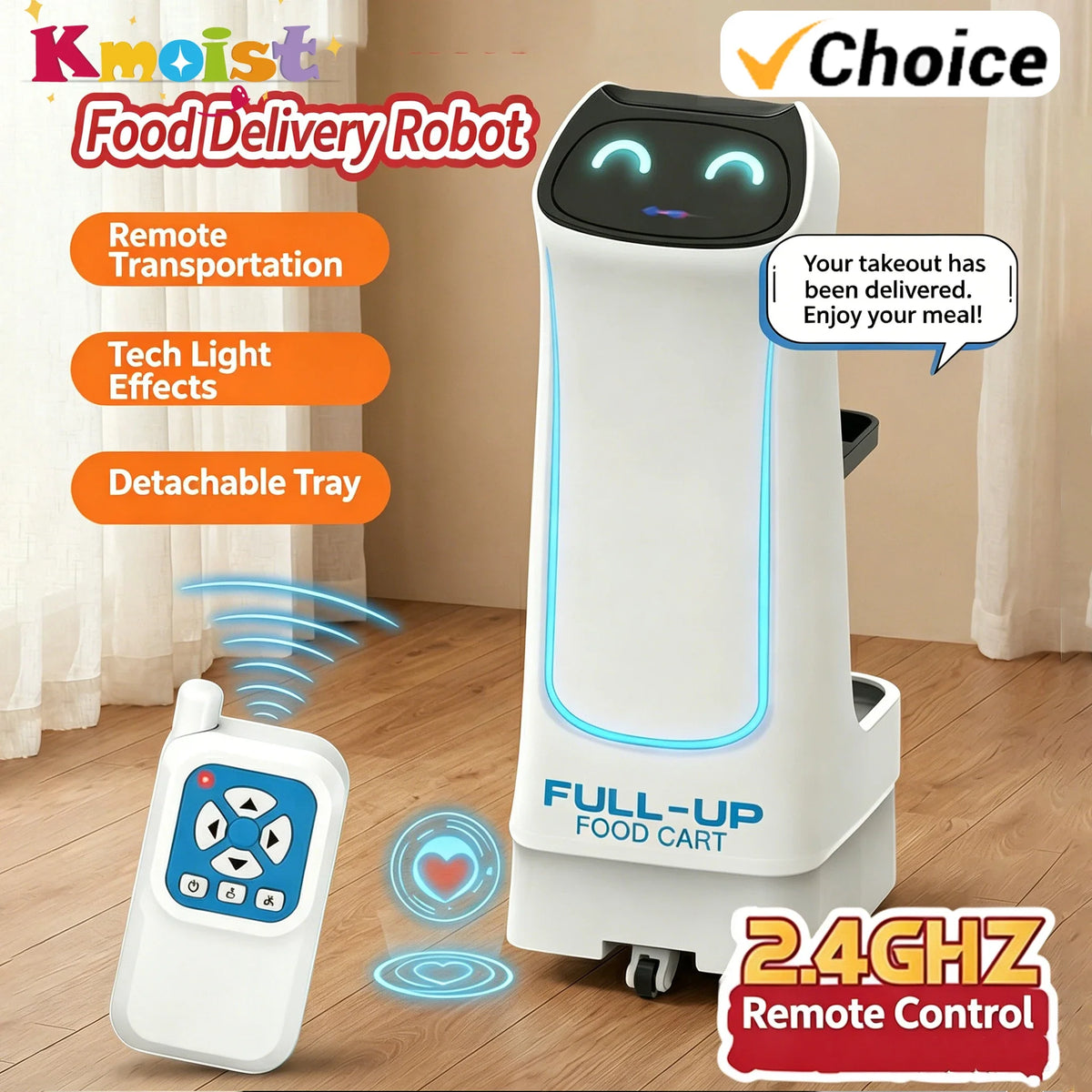2.4G RC Food Delivery Robot Sound Lights Lift Serve Function Remote Control Parent-child Interactive Electric Kids Toys Gifts