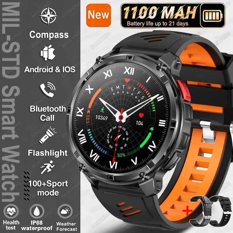 2026 New T-Rex3 Ultra Military Smart Watch 1100mAh Battery GPS Path IP68 Waterproof Sports Tracker Outdoors Compass Smartwatch