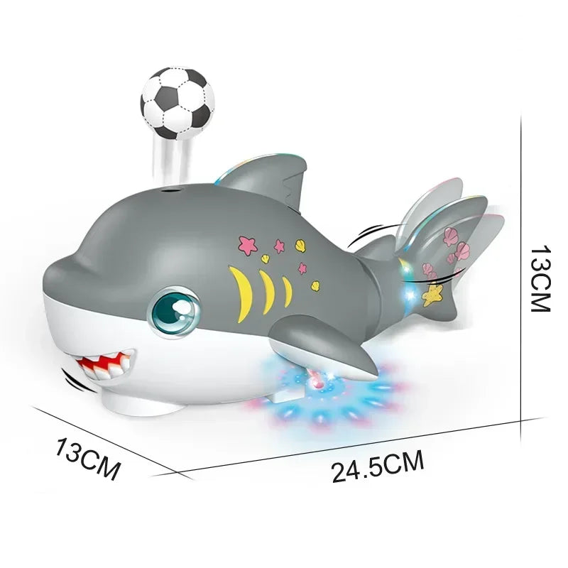 Electric Blowing Ball Shark Model Car Robot Swing Tail Electronic Pet Interactive Entertainment Toys for Kids Baby Children Gift