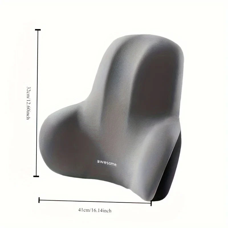 1pc Memory Foam Seat Cushion Set - 2-in-1 Lumbar & Seat Pillow for Office/Car,Grey & Black, Holiday Gift for Back Pain Relief