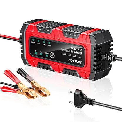 6V/12V 1.5A Multiple Protection Lead-Acid Battery Charger Car Motorcycle Battery Full Intelligent Intelligent Pulse Repair