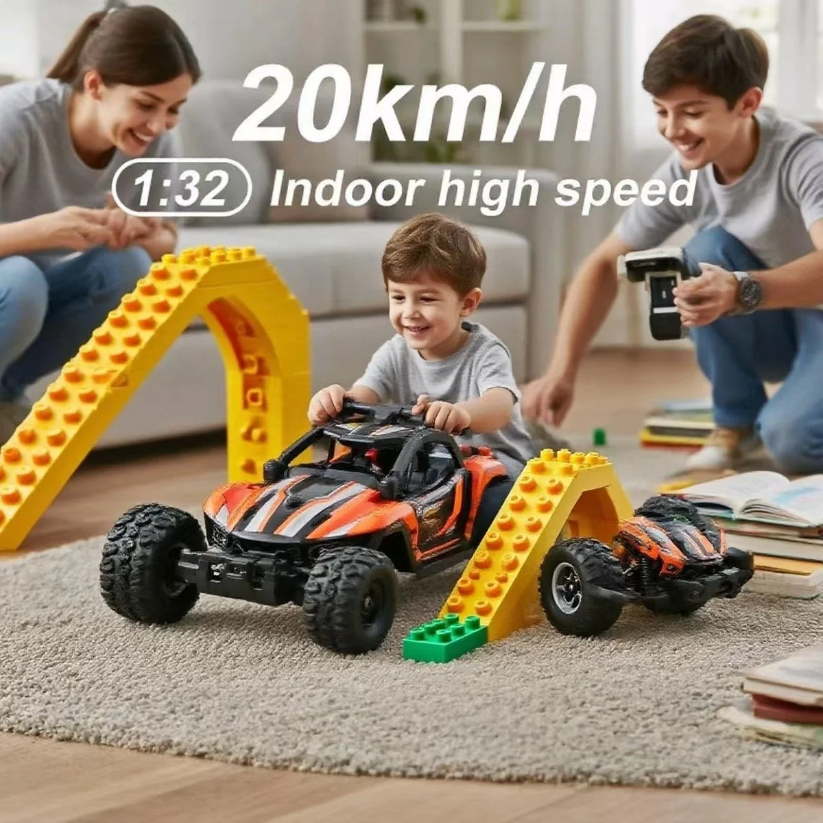 1:32 Scale 2.4G RC Car 20km/h High-Speed Off-Road 4WD Remote Control Toy for Kids Boys Gift