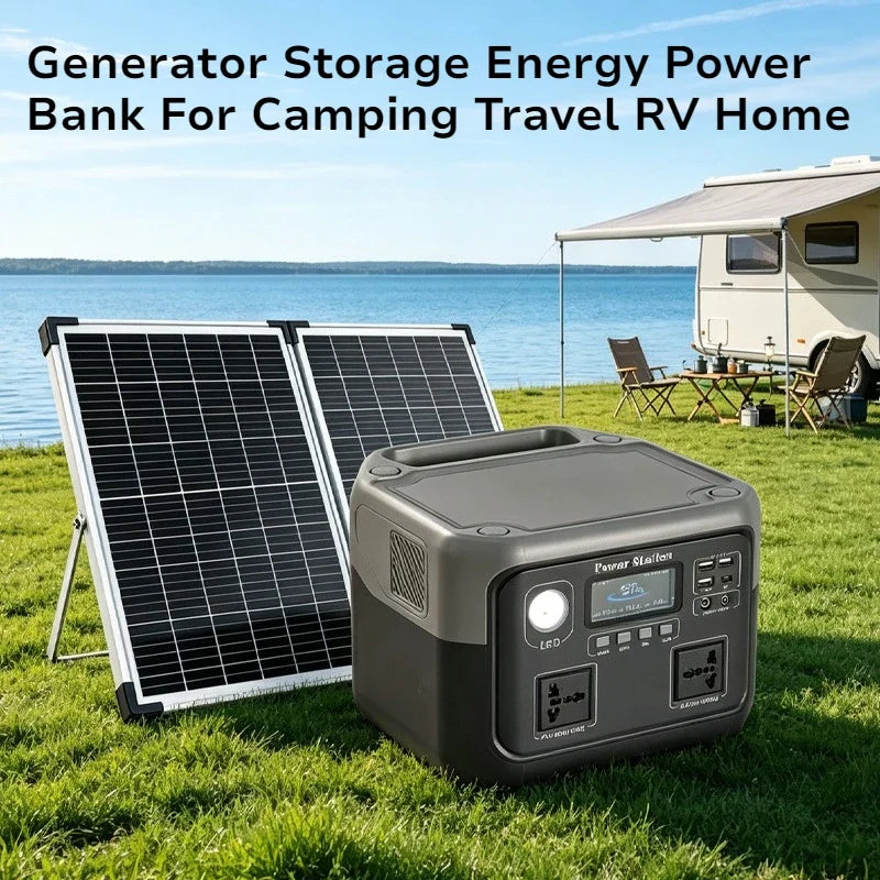 New 800W Portable Power Station 600W/800W 589WH Solar Generator Backup Power Bank for Outdoor Camping, Home Emergency, RV Travel