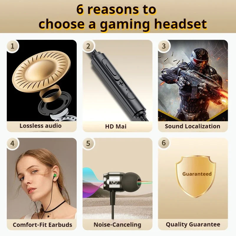 Metal Design Type C&3.5mm Wired Gamer Earphones 9D Stereo Sound Headsets Magnetic In-Ear Headphones For Samsung Handfree HD Call