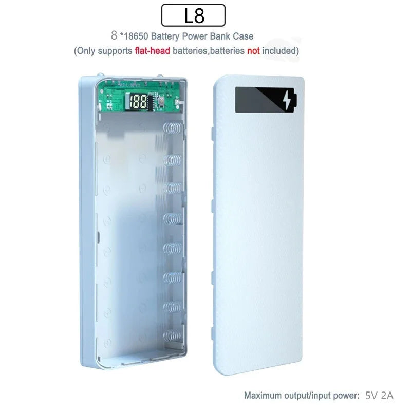 8/10*18650 Power Bank Battery Box Holder Portable Dual USB Type C Charge Shell for iPhone Xiaomi Huawei 18650 Battery Cases